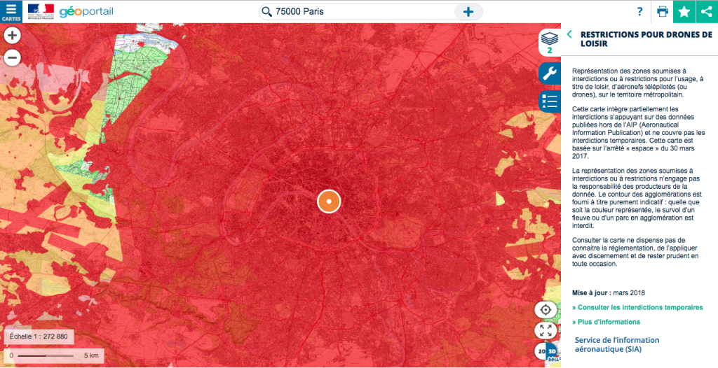 Restrictions pour drones de loisir PARIS